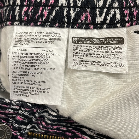 Levi’s Geometric Chevron Black Pink Mid Rise Skinny Ankle Size 12 - Picture 8 of 15